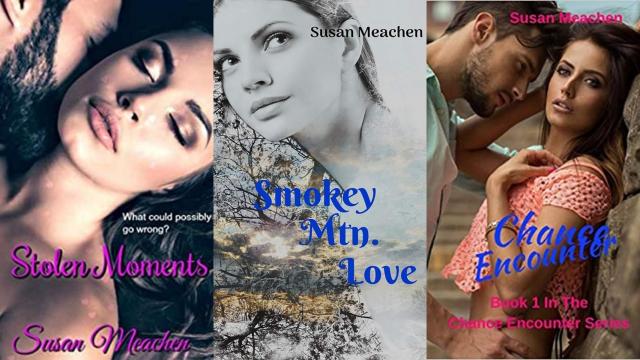 Las portadas de tres libros publicados por Susan Meachen.