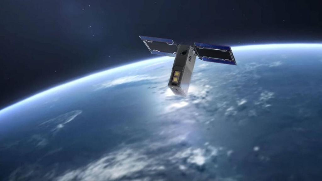 Nanosatélite en órbita.