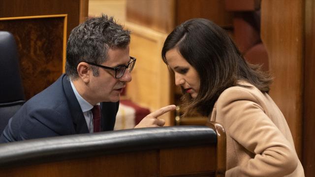 Los ministros Félix Bolaños y Ione Belarra, en el Congreso de los Diputados.