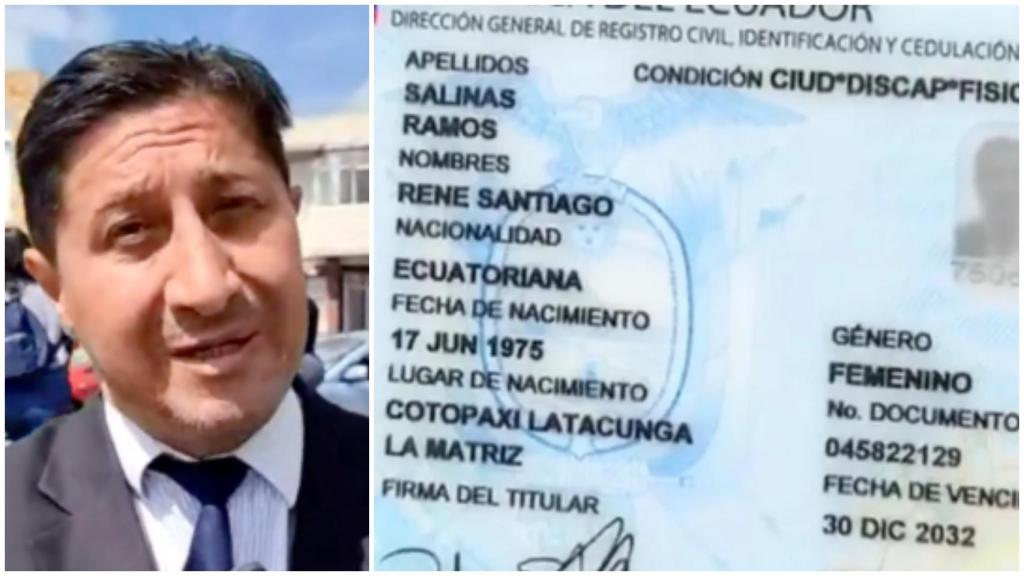 A la izquierda, René Salinas. A la derecha, la fotografía de su documento de identidad con el cambio de género.