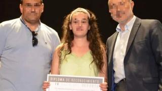 Belén, durante la recogida de un premio a su hermana.