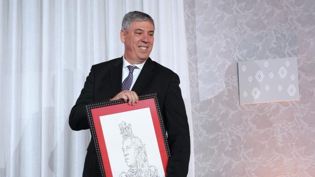 El presidente de Renault España, José Vicente de los Mozos, durante su acto de homenaje, este martes.