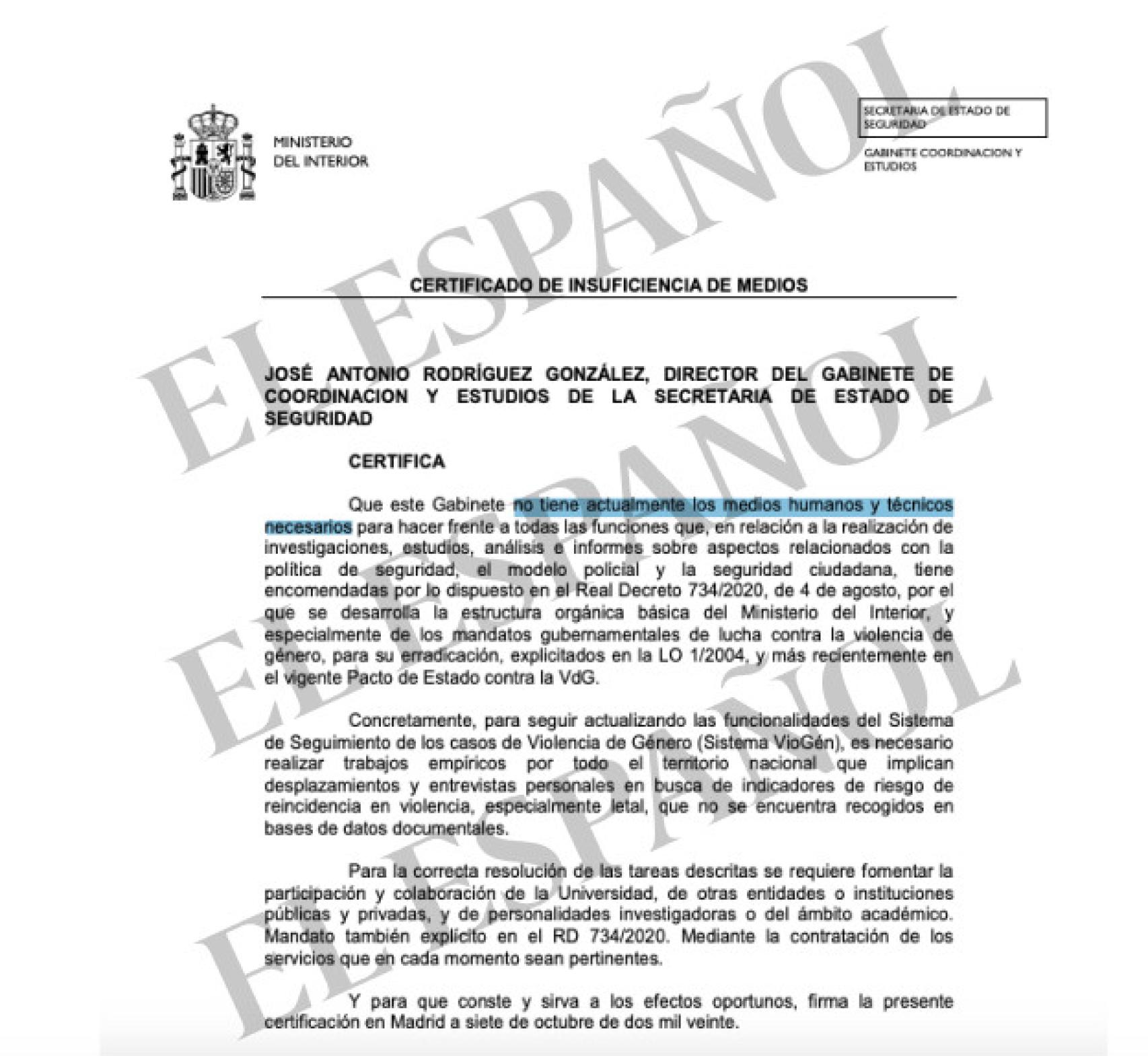 Uno de los documentos de la cúpula de Interior.
