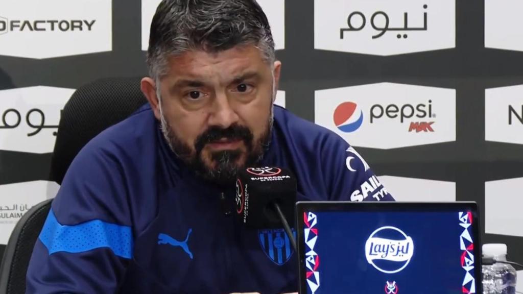 Gennaro Gattuso, en rueda de prensa con el Valencia de la Supercopa de España 2023