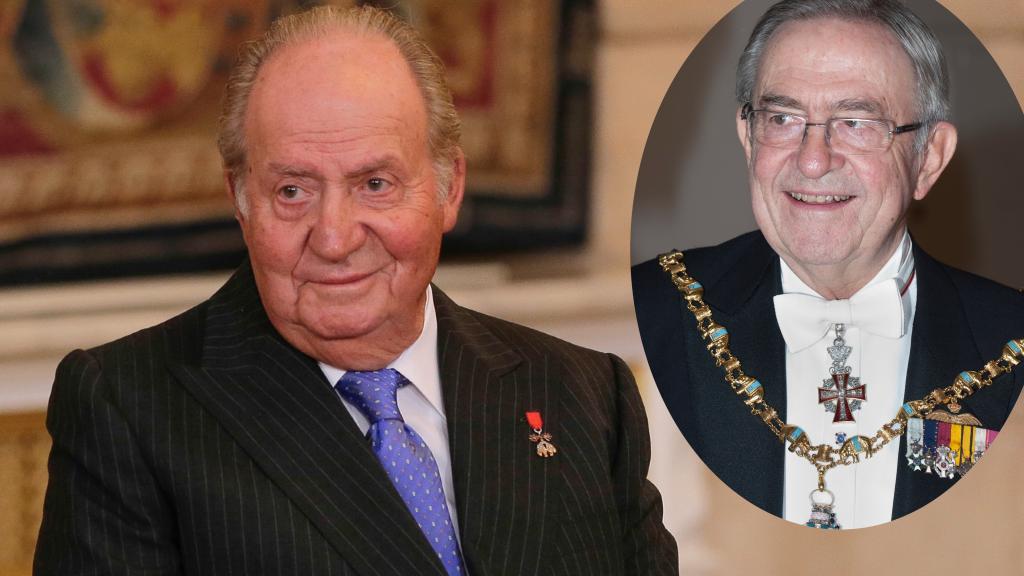 El rey Constantino II de Grecia junto a su cuñado, Juan Carlos I, en un montaje de EL ESPAÑOL.