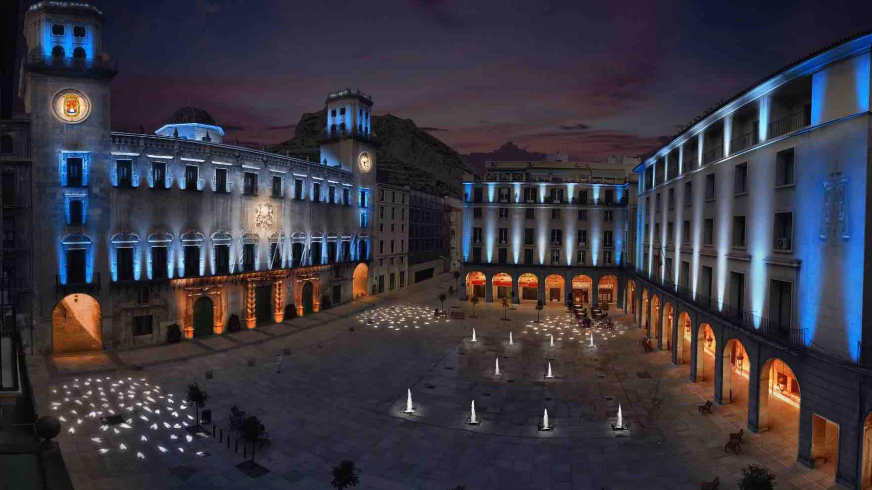 Un ejemplo de la iluminación ornamental que lucirá en la plaza alicantina.