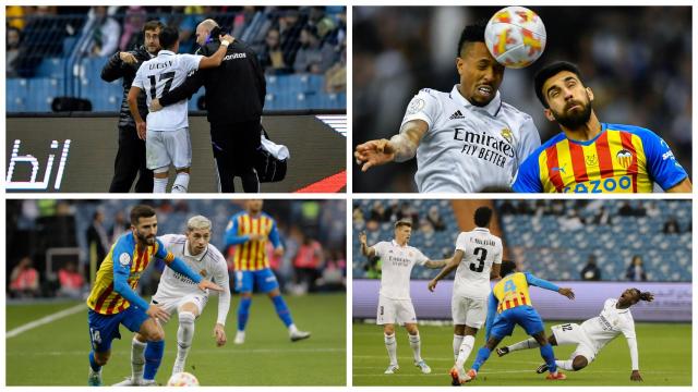 Lucas Vázquez, Militao, Camavinga y Fede Valverde, contra el Valencia