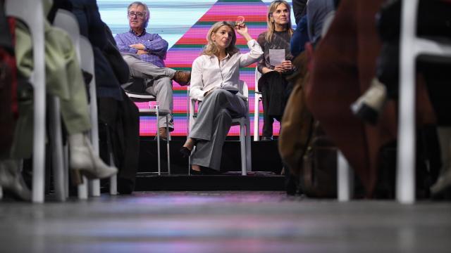 Yolanda Díaz, vicepresidenta segunda y ministra de Trabajo y Economía Social, en un acto de Sumar, este jueves.