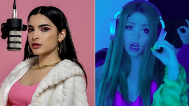 Briella y Shakira en los vídeos de sus respectivos temas.