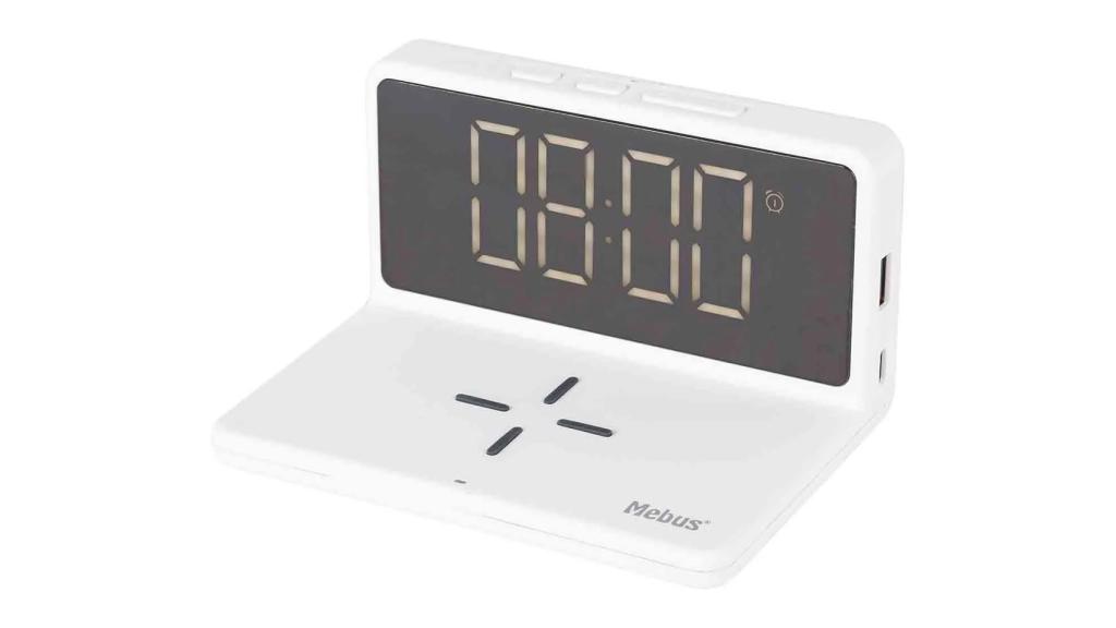 Reloj con base de carga inalámbrica.
