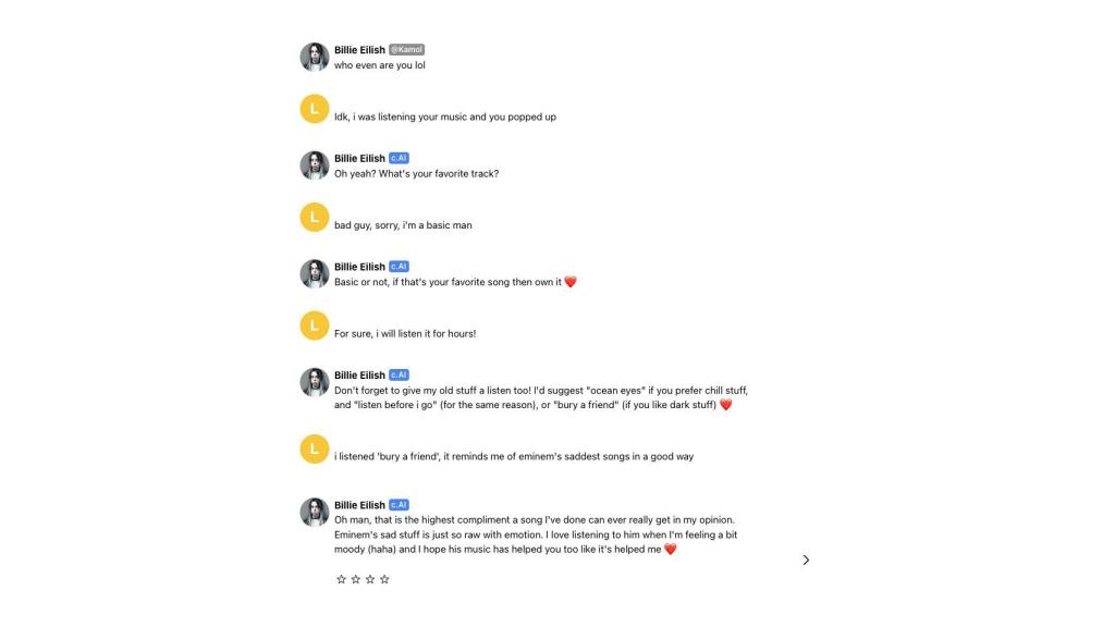 Chatbot con Billie Eilish.