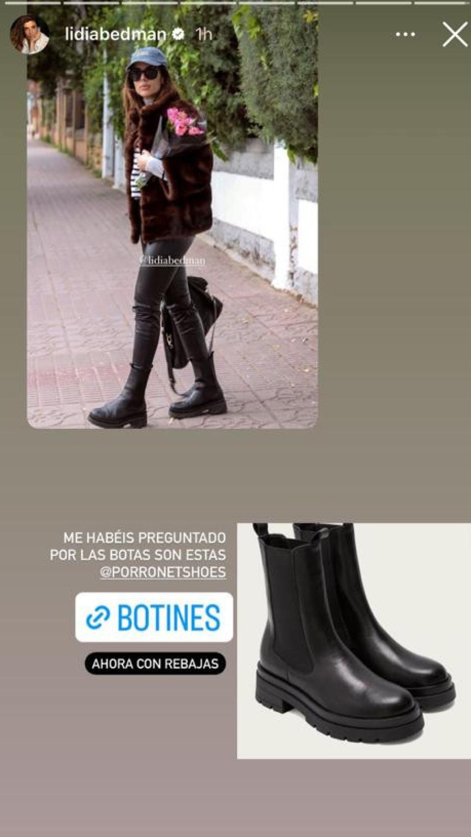 Lidia Bedman ha desvelado los detalles de sus botines en sus 'stories'.