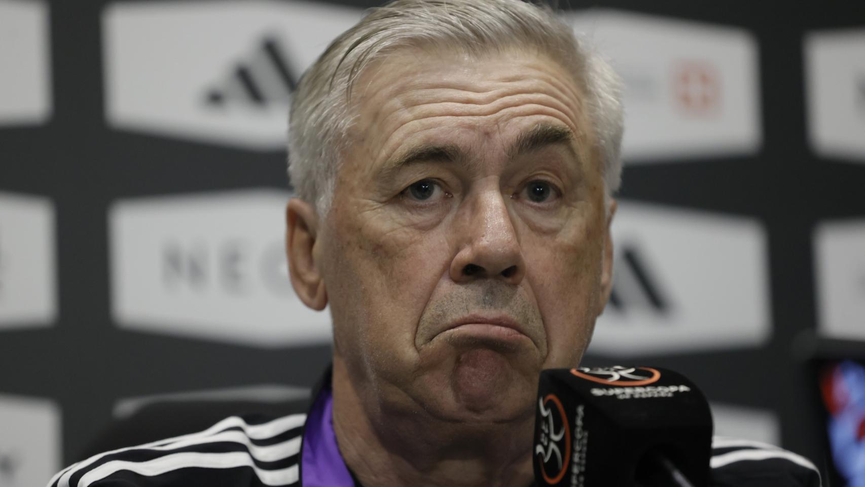 Carlo Ancelotti, en rueda de prensa durante la Supercopa de España
