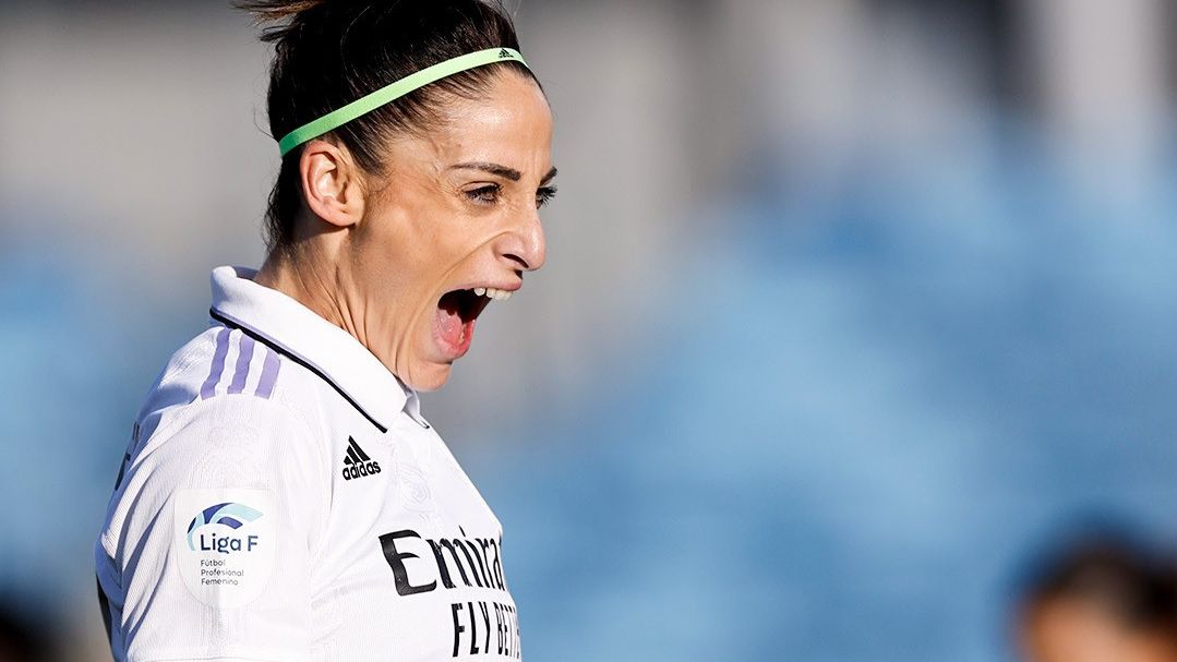 Esther González, celebrando un gol con el Real Madrid Femenino