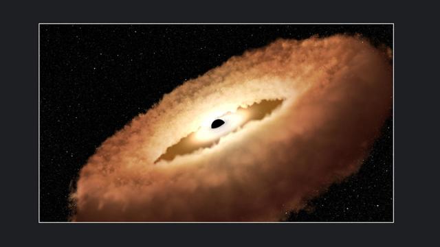 Ilustración de un agujero negro.