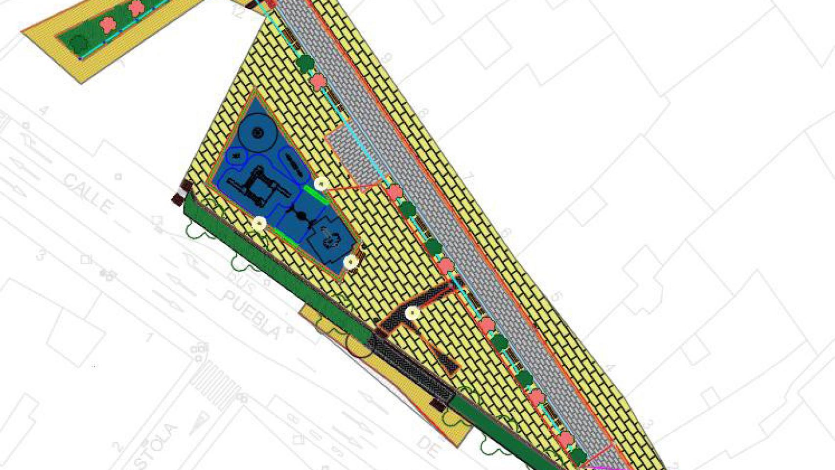 Plano de las obras en la plaza de Puebla de Sanabria