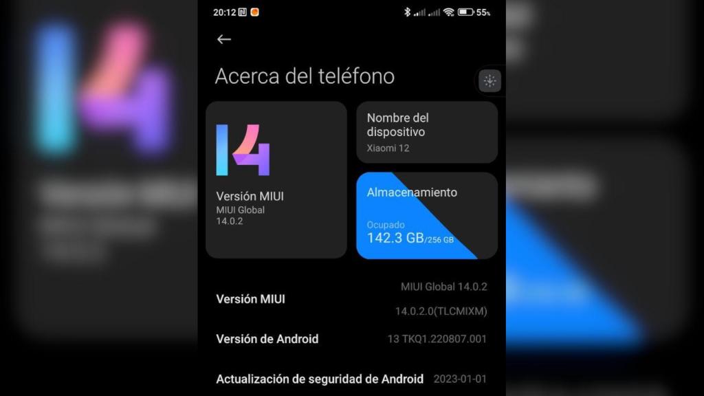 MIUI 14 ejecutándose en el Xiaomi 12