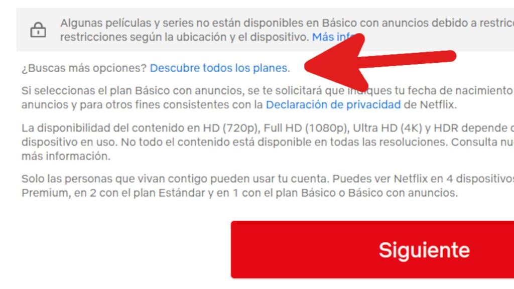 El enlace que tenemos que pulsar para ver todos los planes de Netflix