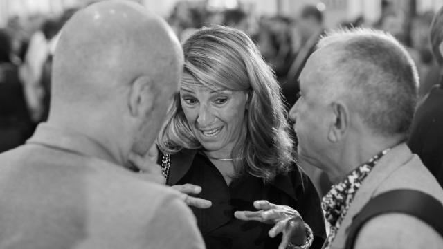 La vicepresidenta Yolanda Díaz con los líderes sindicales.