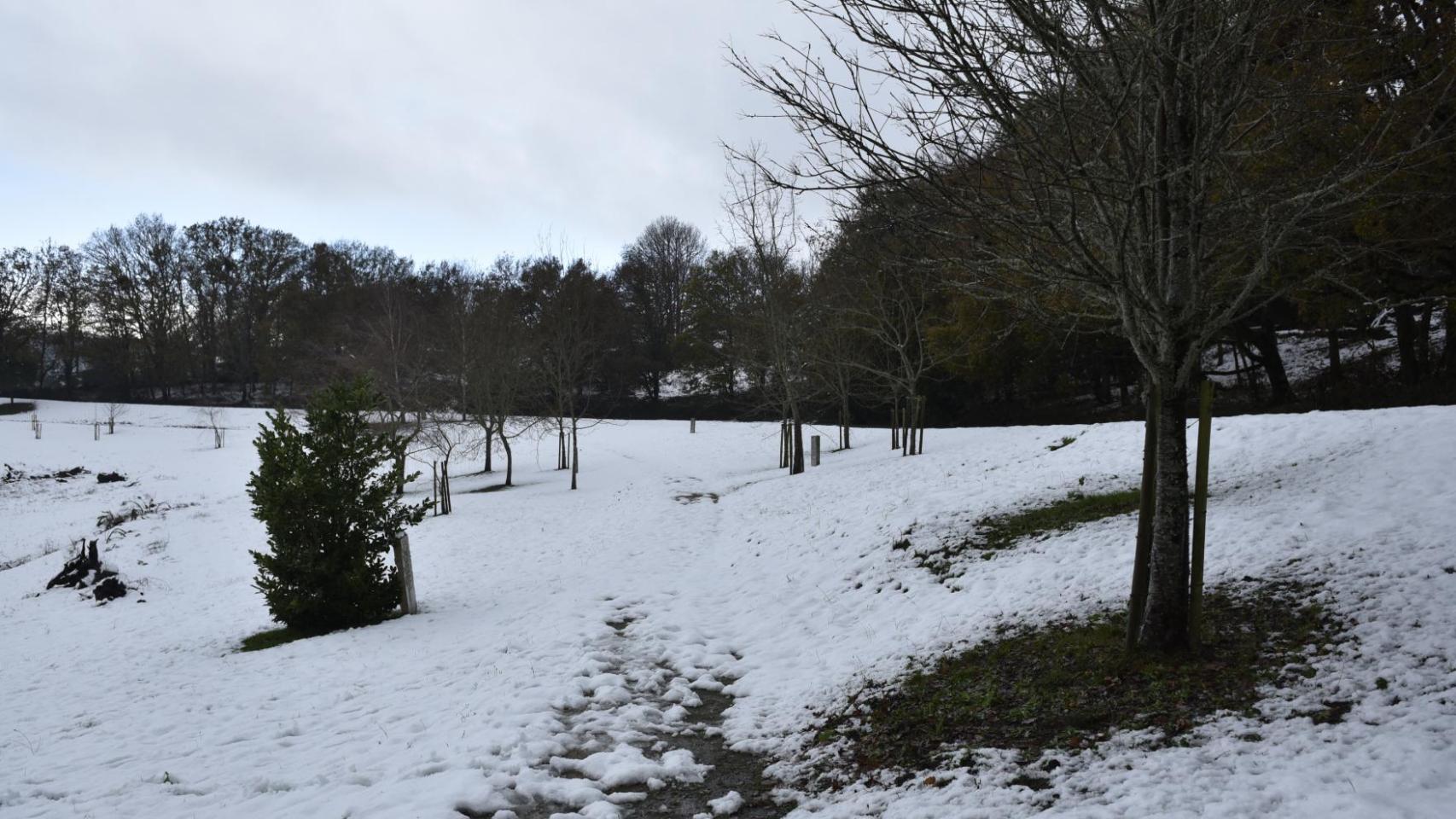 Paisaje gallego nevado.