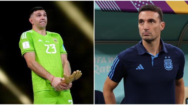 Emiliano 'Dibu' Martínez y Lionel Scaloni