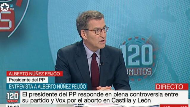 Alberto Núñez Feijóo, este martes en Telemadrid.