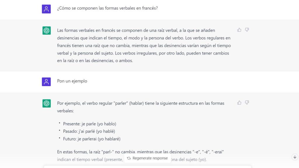ChatGPT ayudando a aprender francés