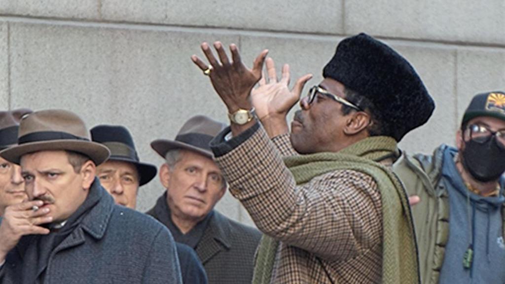 Imagen del rodaje de 'Rustin'.