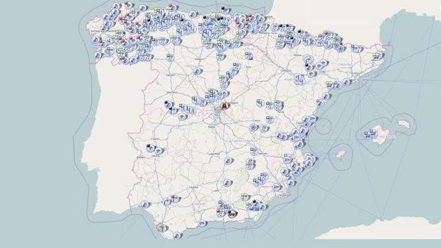 Mapa de España con las alertas de la DGT.