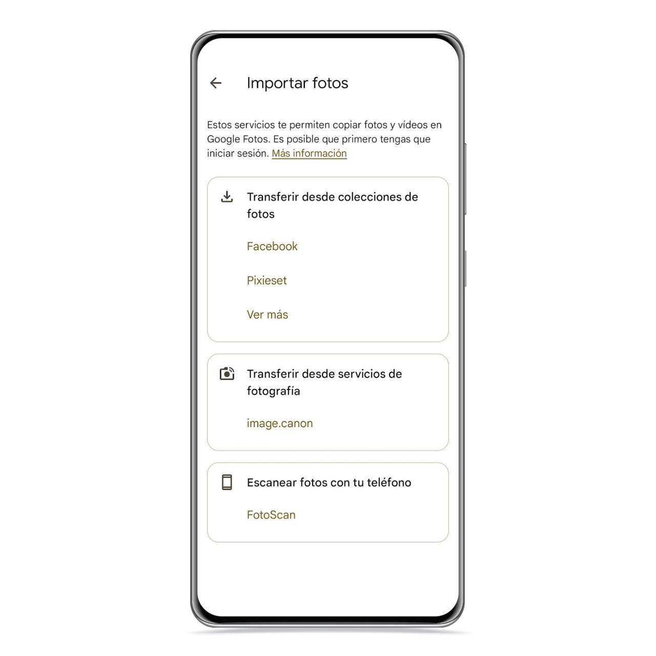 Importar fotos en Google Fotos