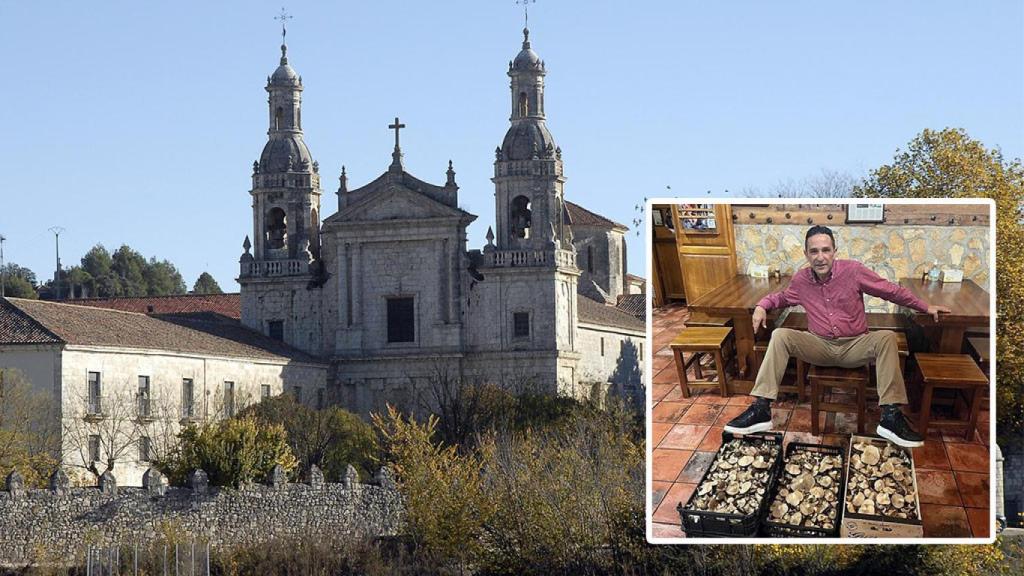 Fernando Martín con setas en su restaurante y La Santa Espina