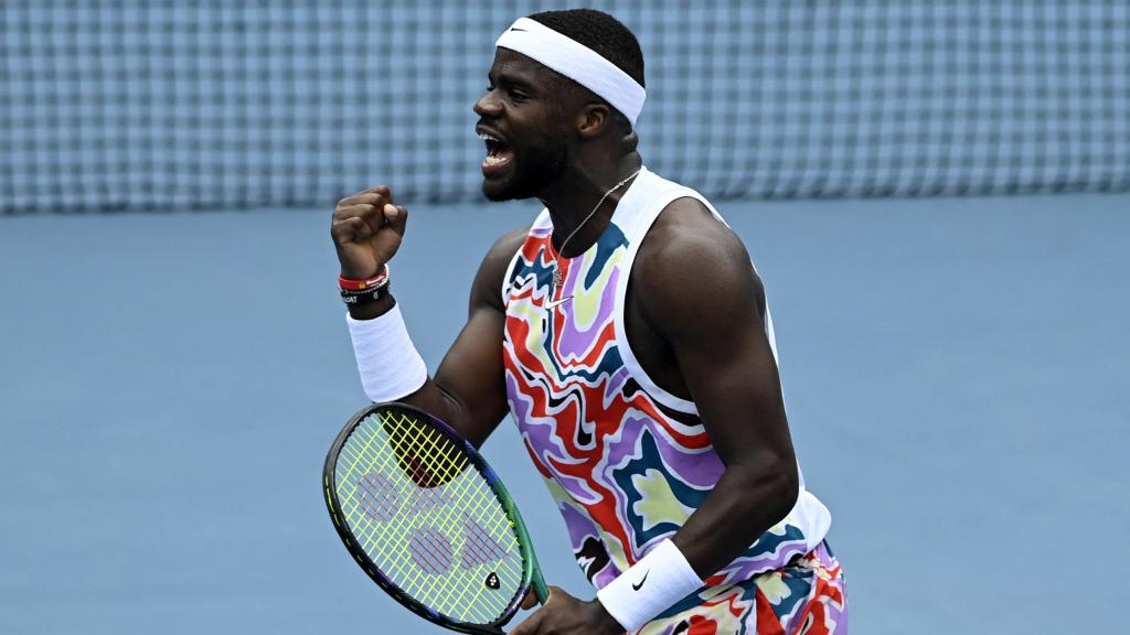 Tiafoe, durante su partido de primera ronda en el Open de Australia.