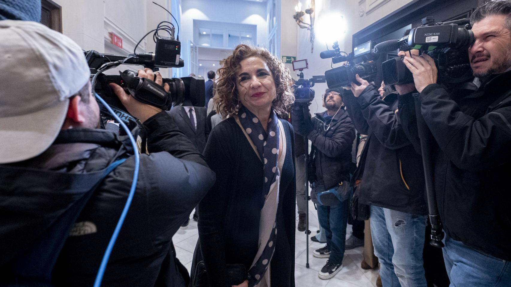 María Jesús Montero, ministra de Hacienda, este jueves en un desayuno informativo en Madrid.