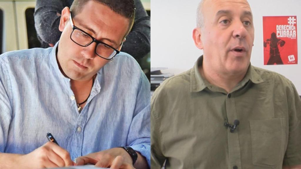Alberto Sanz (candidato Podemos) y Enrique García (candidato IU) en Soria.