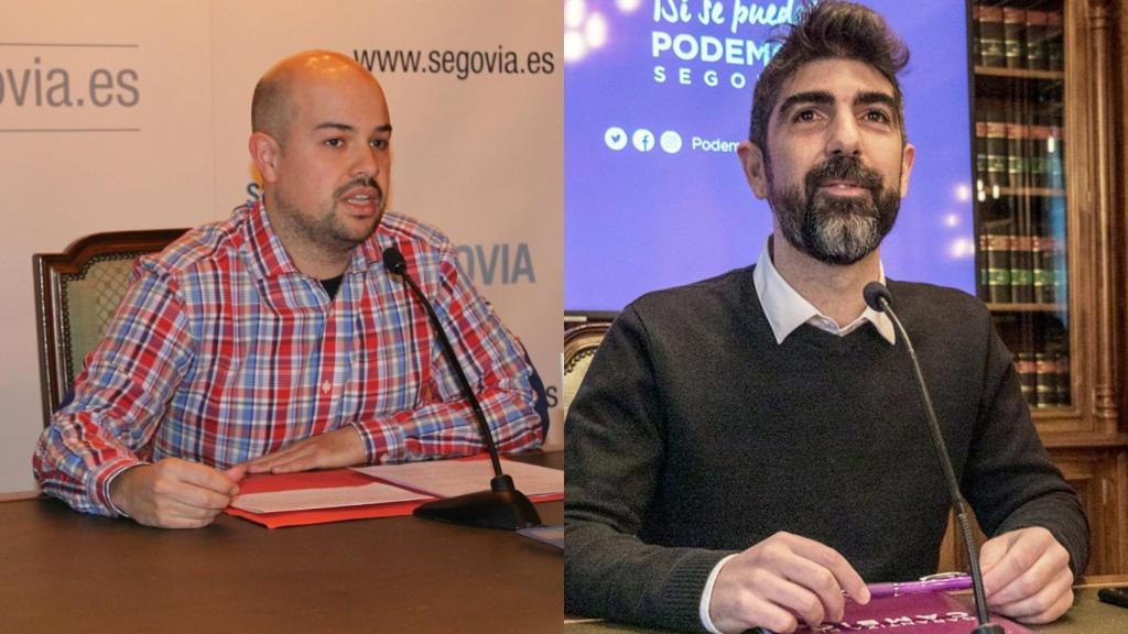 Ángel Galindo (candidato IU) y Guillermo San Juan (candidato Podemos) de Segovia.