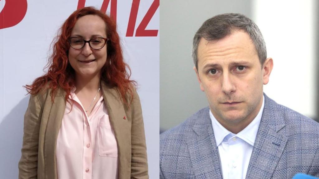 Carmen Franganillo (IU) y Nael Blanco (Podemos), candidatos a las municipales de León.
