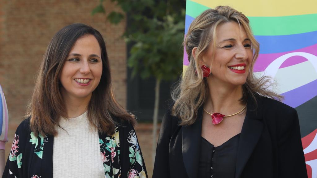 Ione Belarra, Yolanda Díaz e Irene Montero, en un acto del año 2022, cuando las tres formaban parte del Gobierno.