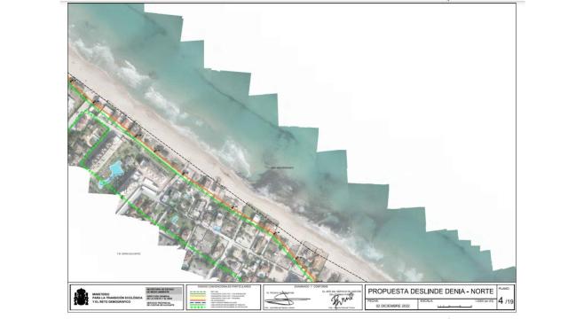 Propuesta de deslinde en la playa de Les Deveses de Dénia.