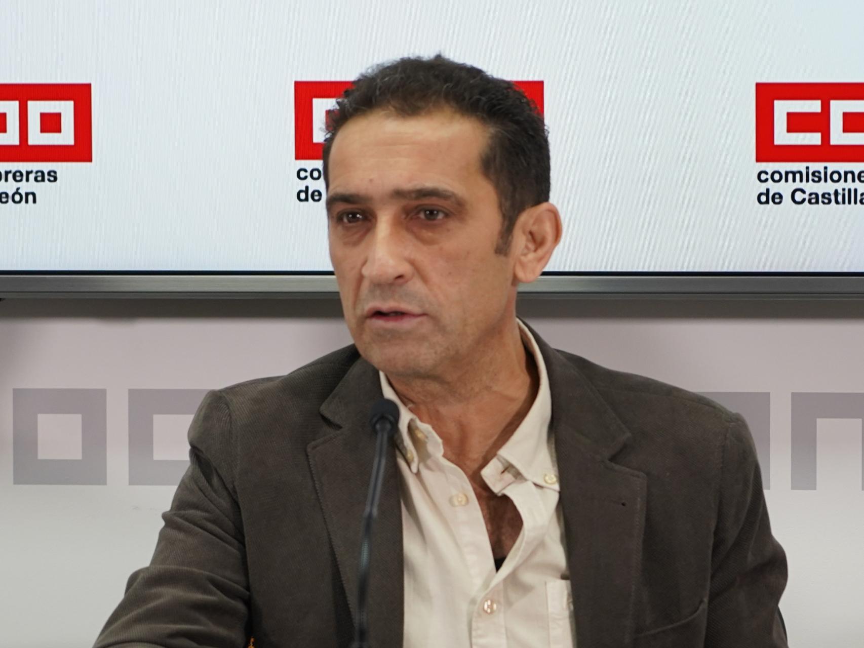 El secretario general de CCOO en Castilla y León, Vicente Andrés, durante su rueda de prensa de este viernes.