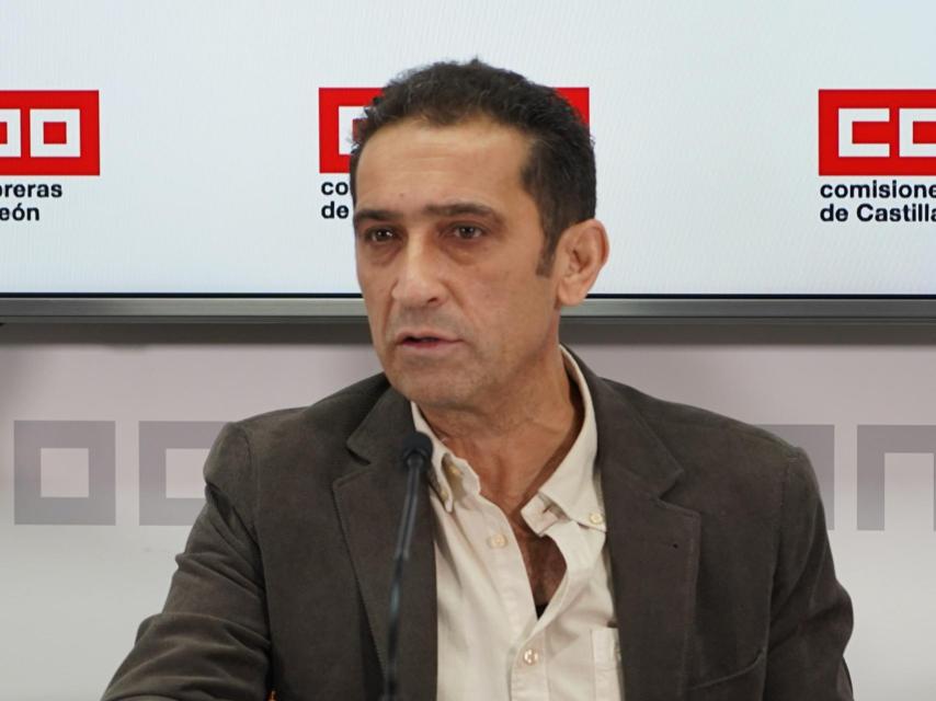 El secretario general de CCOO en Castilla y León, Vicente Andrés, durante su rueda de prensa de este viernes.