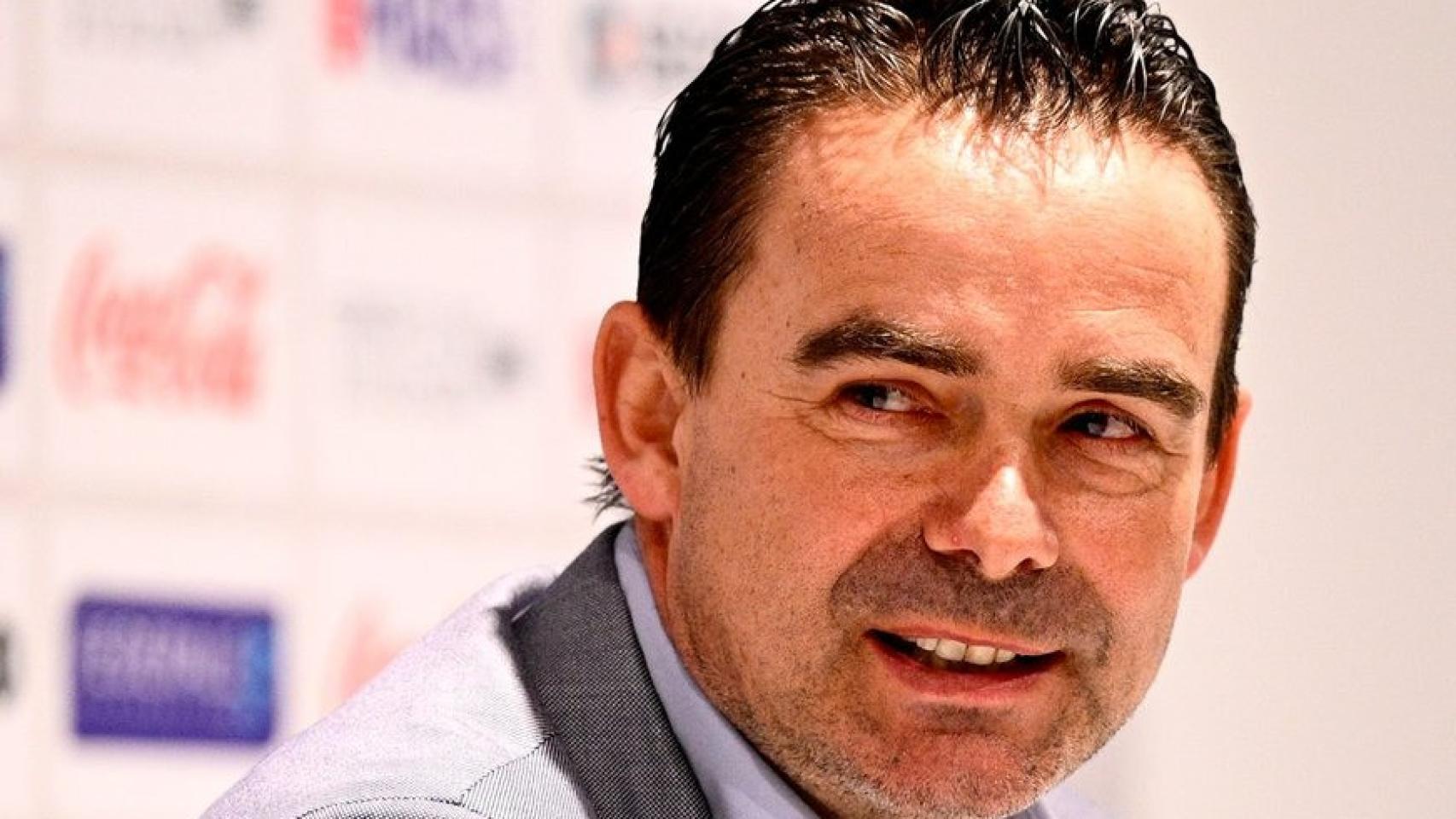 Marc Overmars, en su presentación como director deportivo.