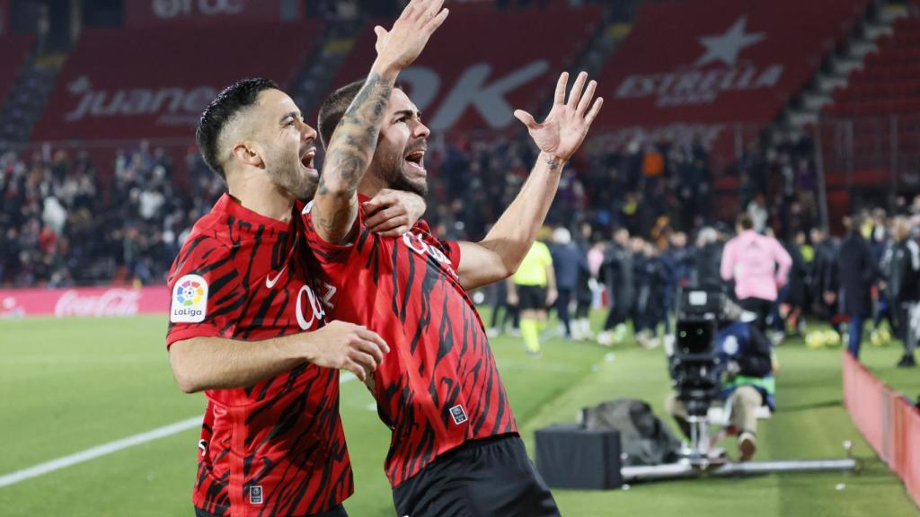 Dani Rodríguez celebra el gol del Mallorca ante el Celta.