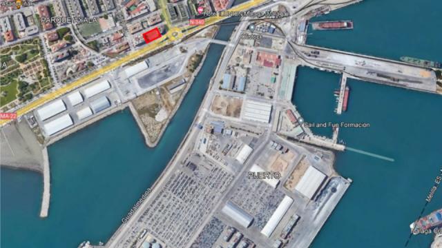 Plano con la ubicación del futuro edificio de oficinas de Merlin Properties en Málaga.