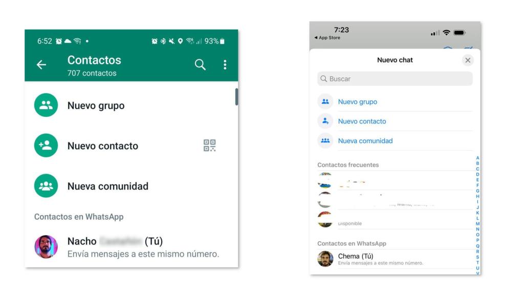 Comparativa de WhatsApp en Android y en iOS