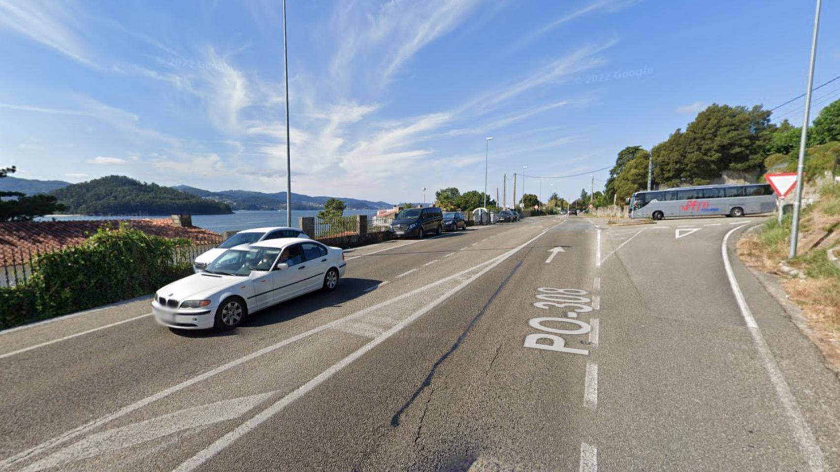 Carretera PO-308, a la altura de Combarro (Poio).