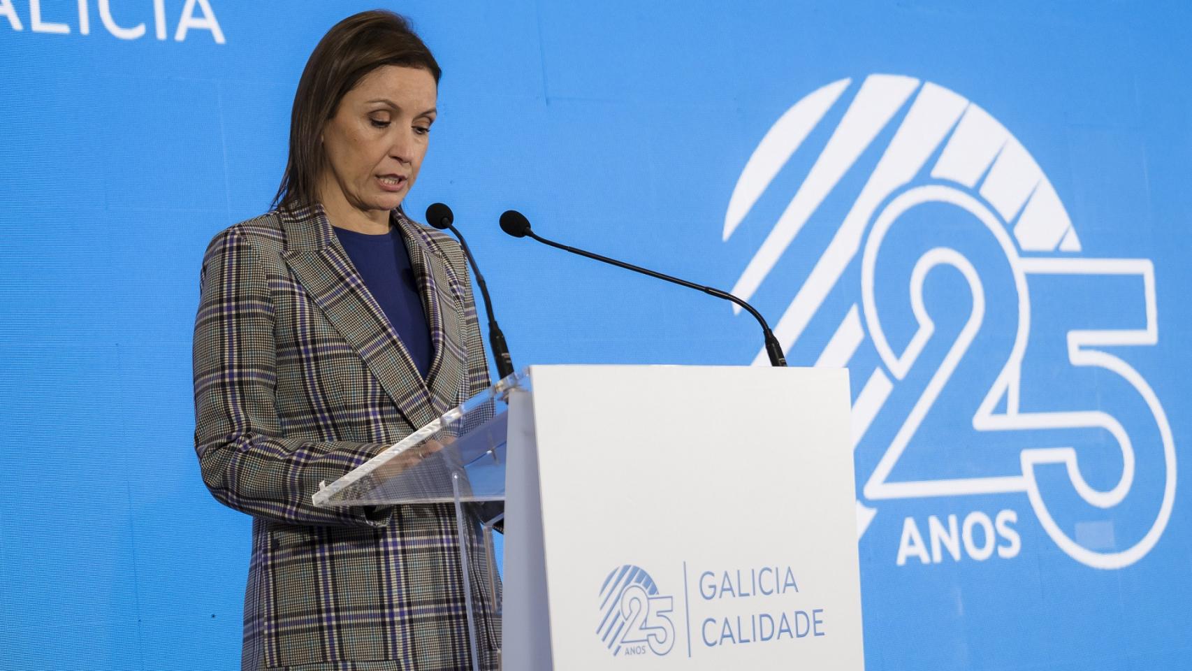 Ana Méndez durante la gala de celebración del 25 aniversario de Galicia Calidade.