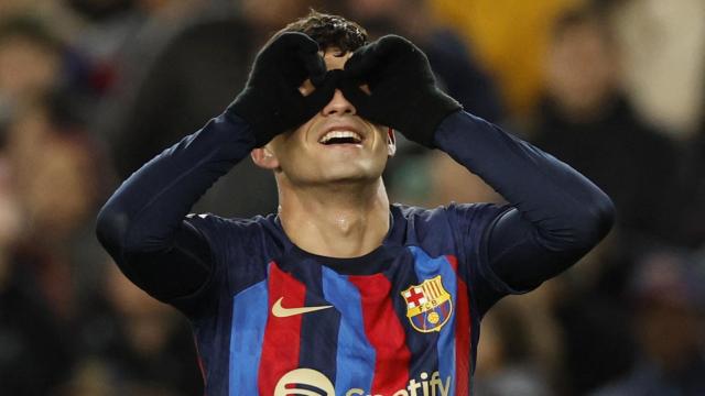 La dedicatoria de Pedri tras marcar el primer gol del partido.