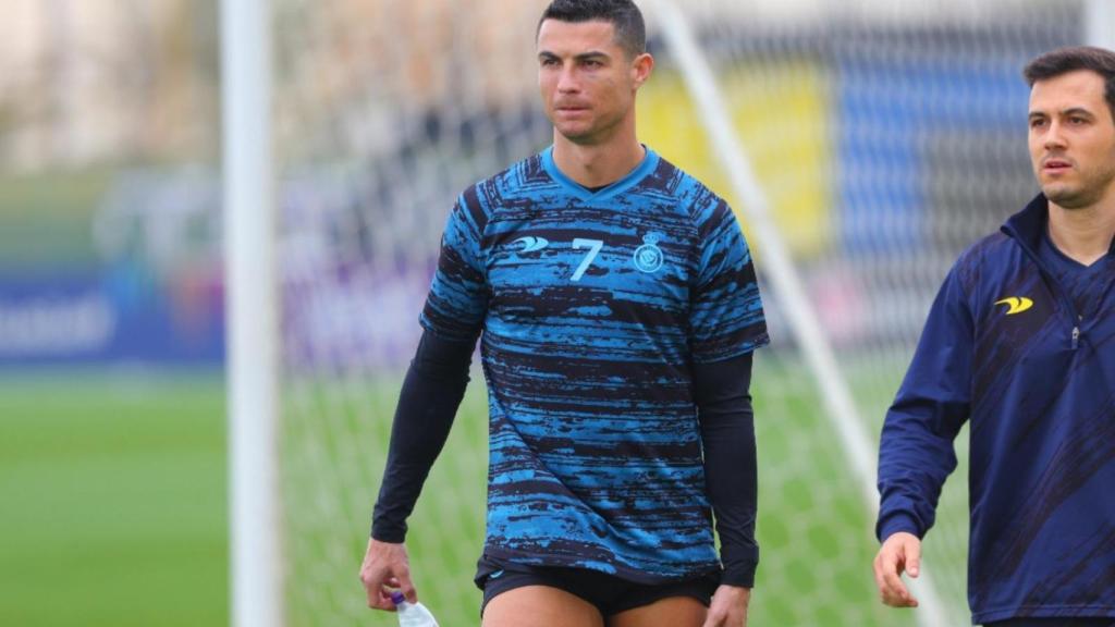 Cristiano Ronaldo y David Garrido durante un entrenamiento.