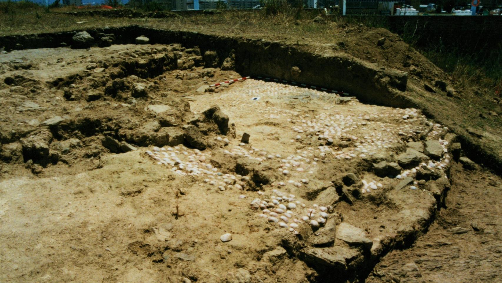 Imagen de los restos arqueológicos en el proceso de excavación.