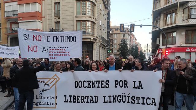 La plataforma de profesores en la manifestación de Orihuela.